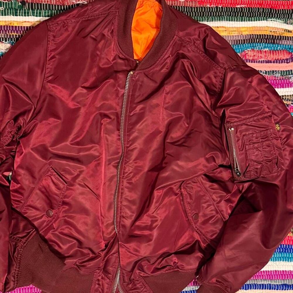 Alpha-industries Men's Burgundy and Red Jacket